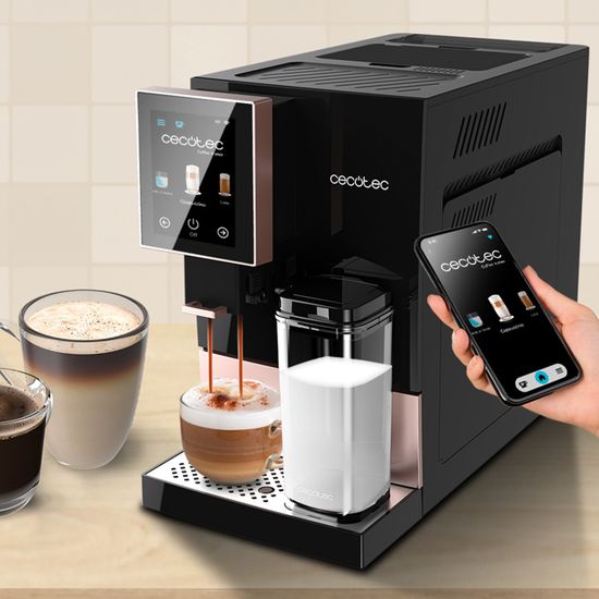 Machine à Café Automatique Cecotec - 19 Bars, Broyeur à Grains, Réservoir Lait - Compactccino
