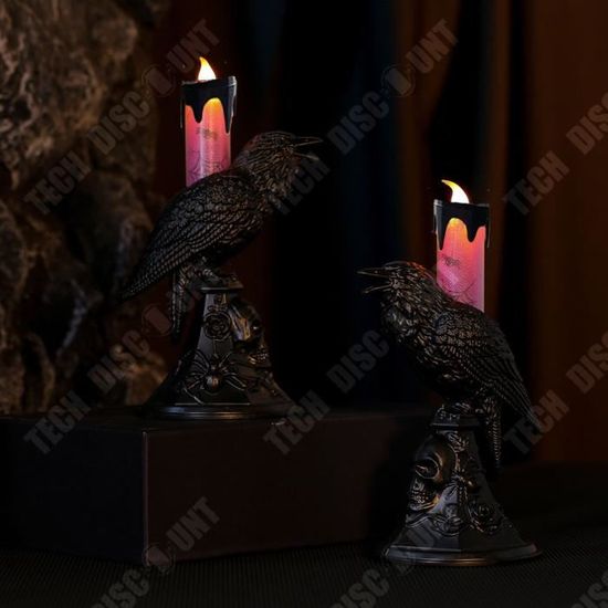 Bougeoir Gothique En Forme De Corbeau, Chandelier Rétro En Forme De Hibou Noir, Sculpture Artisanale En Résine, Statue D'halloween, Atmosphère Amusante, Décoration De La Maison