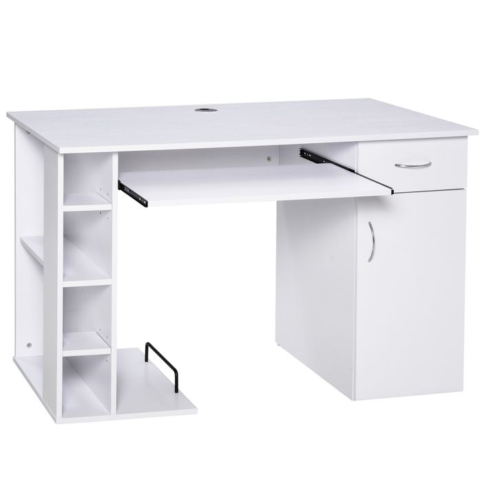 Bureau D'ordinateur Vicco Nico Blanc – Avec Tiroirs Et Tablettes – Neuf