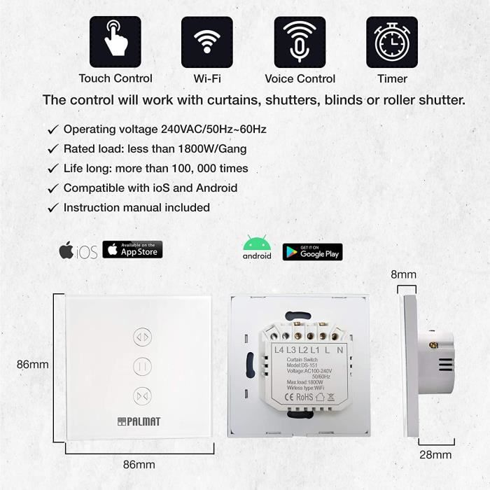 Interrupteur intelligent Control Plus pour Volets Roulants Wifi ...