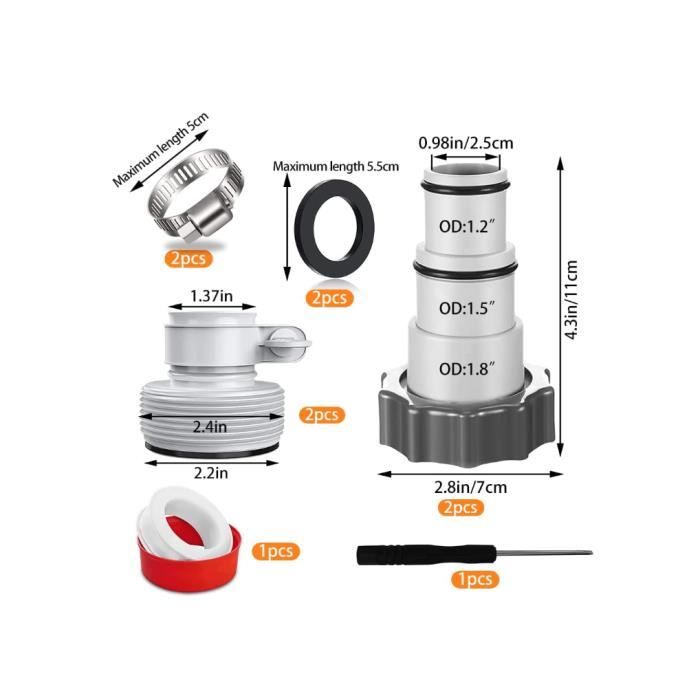 Raccord De Tuyau De Piscine 38mm - Adaptateur Pour Pompe Intex - Connexion étanche, Facile à Installer - 9