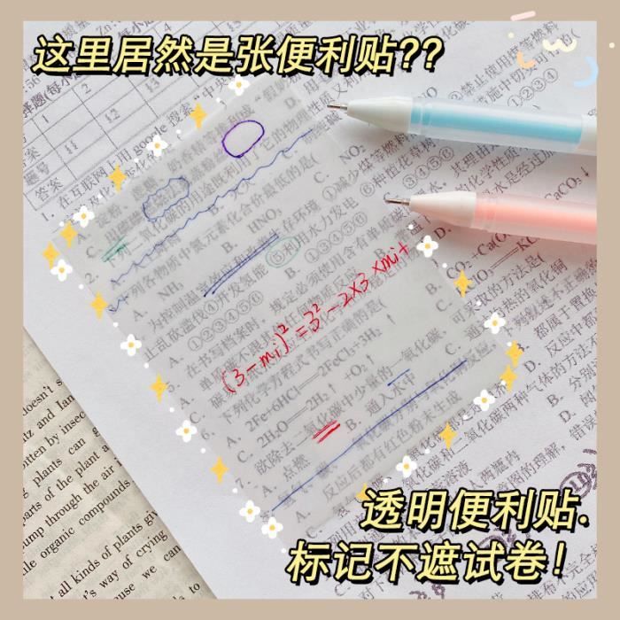 B03 - Bloc Notes Transparent, 50 feuilles de papeterie, Notes à forte ...