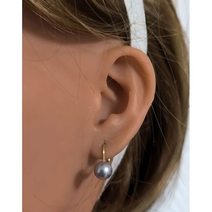 Boucles D'oreilles Dormeuses Argent 800 - Perles Mabé Années 1950 - Vintage