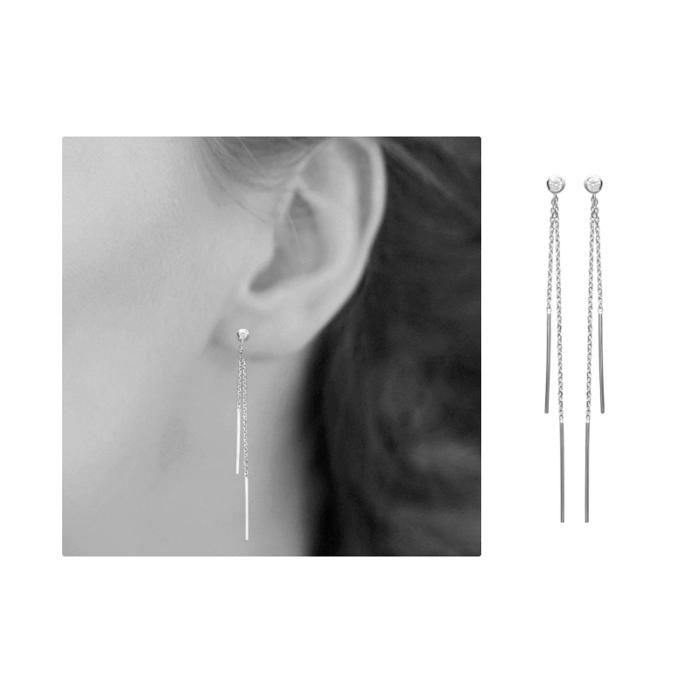 Boucles D'oreilles Pendantes Argent 925/1000 – Chaînettes, Modèle HAR-0263