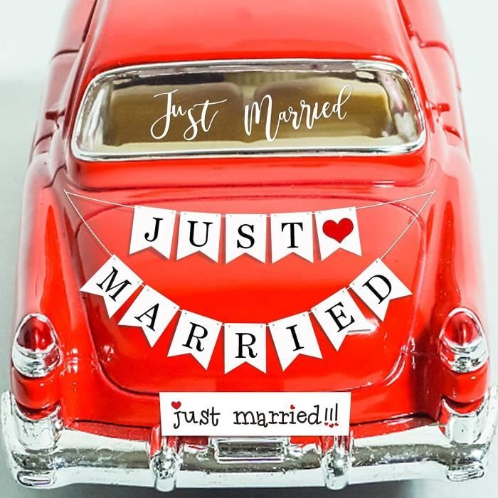 Bannière Just Married Banderole de Mariage + Voiture Autocollant Adhesif +  Autocollant de Fenêtre Stickers Statique[S197] - Cdiscount Maison