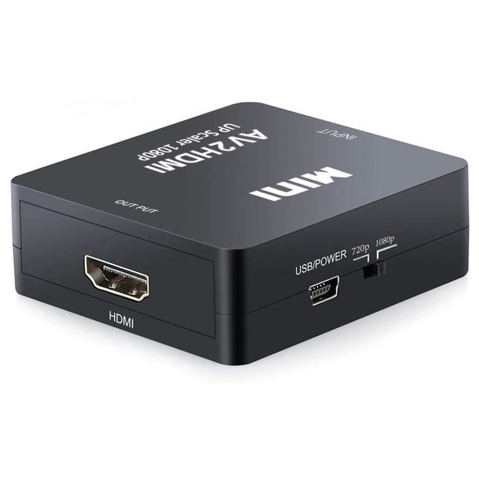 Adaptateur RCA vers HDMI, Zamus Mini AV RCA CVBS vers HDMI Convertisseur S  vidéo Adaptateur 1080P pour PS2 Wii Console - Cdiscount Informatique