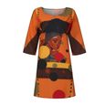 Mini-robe décontractée à manches longues et à manches longues à imprimé africain   LIX201208621ORS-2