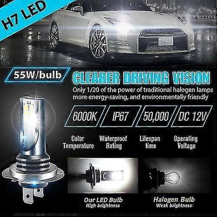 Lot De 2 Ampoules LED H7 80W 6000K Blanc Froid – Phares Et Feux De Brouillard Ultra Puissants 12-24V