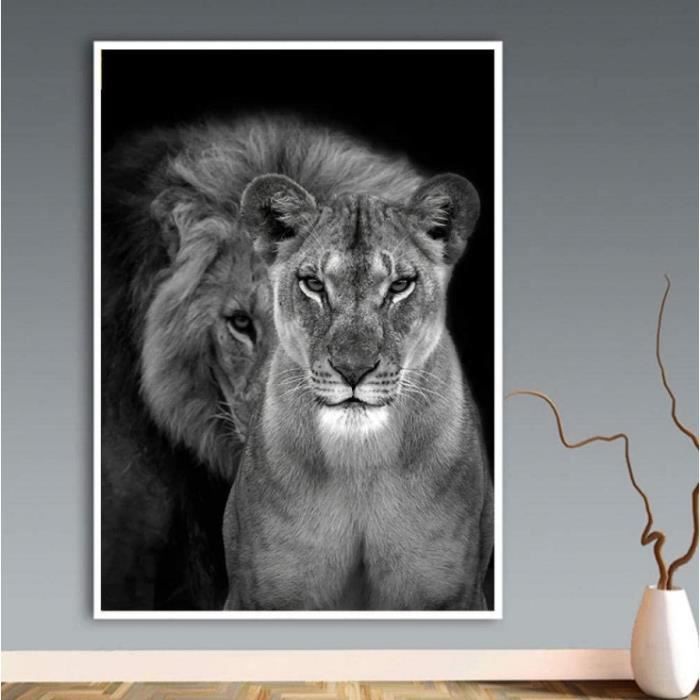 Poster Animal Lions Blancs Paysage Enneigé Rochers Alpins Faune Sauvage