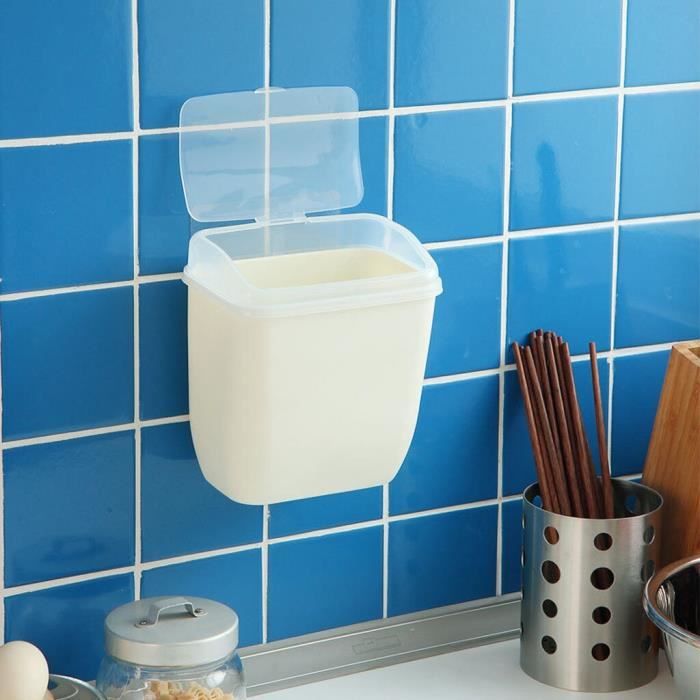 Poubelle,Poubelle domestique étanche anti odeur avec couvercle, papier  toilette, baril de cuisine suspendu au mur, - Type WHITE - Cdiscount Maison