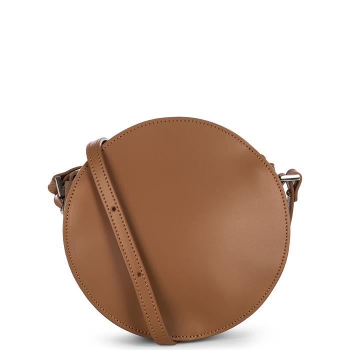 Sac port travers rond Lancaster cuir ref lan43964 Camel 20 20 8