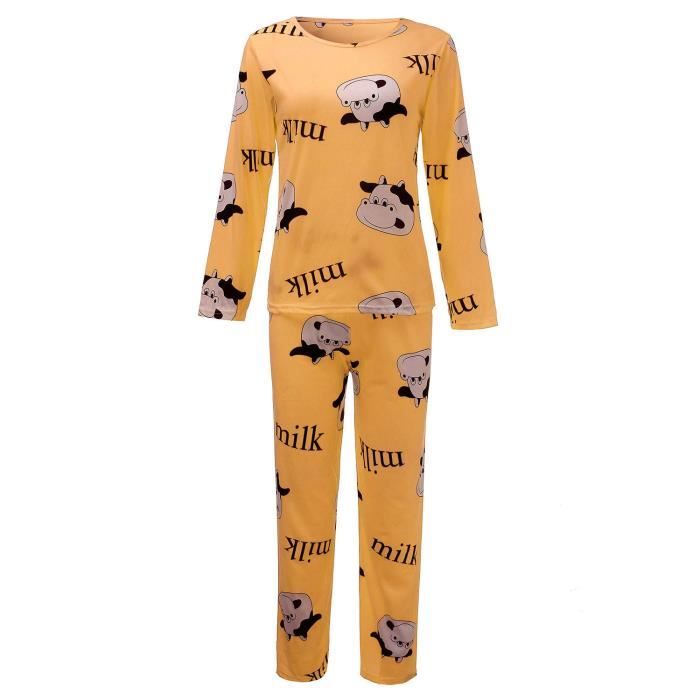 Ensemble Pyjama Femme Tenues Manches Longues+Pantalon Marque