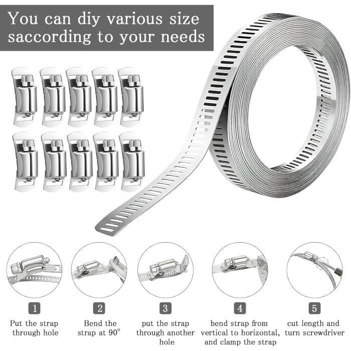 Colliers De Serrage Métallique Inox – Lot De 15, Largeur 12-14 Mm, Pour Tuyaux, échappement, Carburant (résistants à La Corrosion) - 11