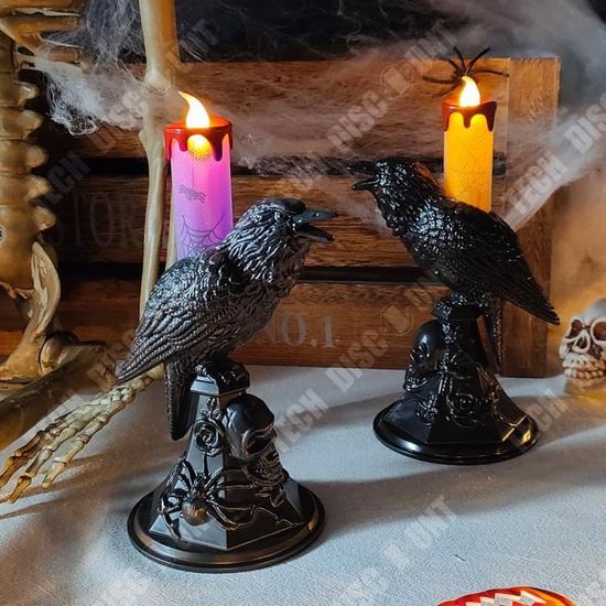 Bougeoir En Résine Hibou/corbeau - Style Gothique Vintage - Photophore Pour Bougie Tige - Décoration Salon - 7