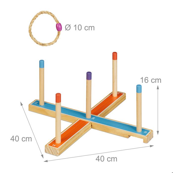 Jeu De Lancer D’anneaux – 5 Anneaux De Corde + Base En Bois – Intérieur/extérieur – Facile à Installer Et Transporter – Adulte/enfant