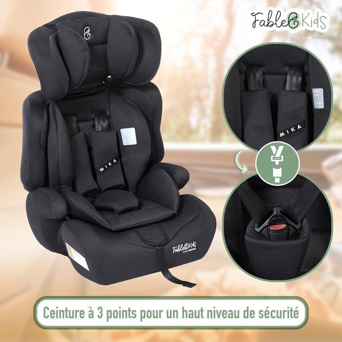 FableKids Siege auto pour enfants Ceinture de securite a 3 points Siege auto pour enfants 76 150 cm Gris