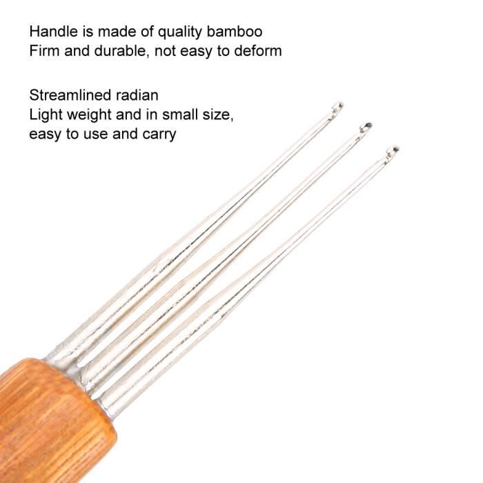 Kit Crochet Dreadlocks 5 Pièces - Aiguilles 0.75mm Avec Manche Bambou - AUGSUN