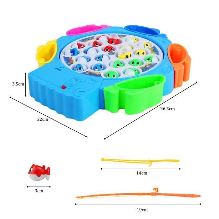 Jeu De Pêche Magnétique Pour Enfants – 55 Poissons, 8 Cannes, Plateau Musical Rotatif