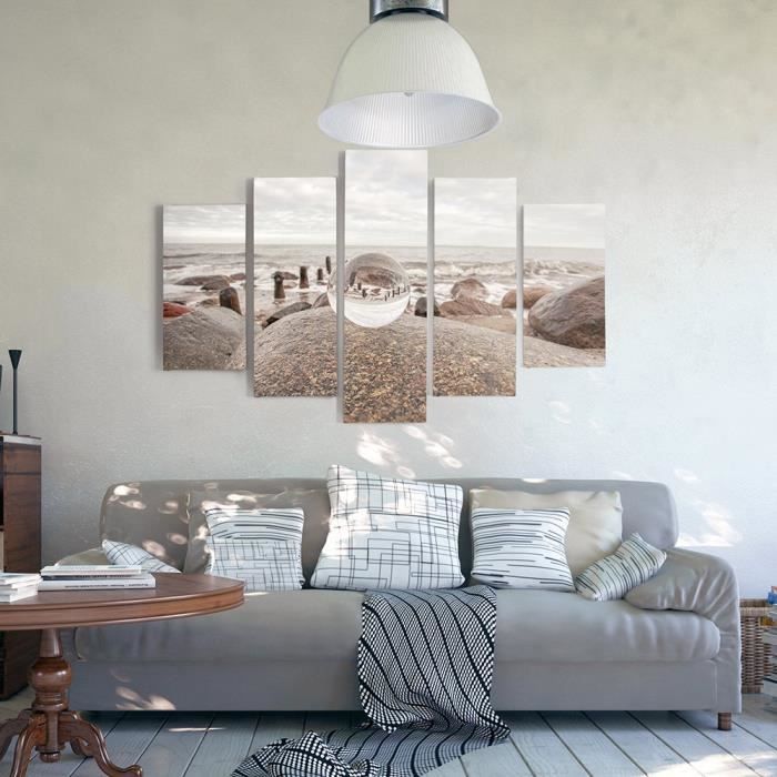 Tableau Décoration Murale Mer Rocher 60x40 cm Impression sur Toile pour  Maison Salon Noir et blanc - Cdiscount Maison