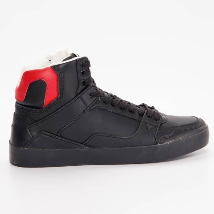 Basket Guess Homme Sneaker red classic Noir cuir