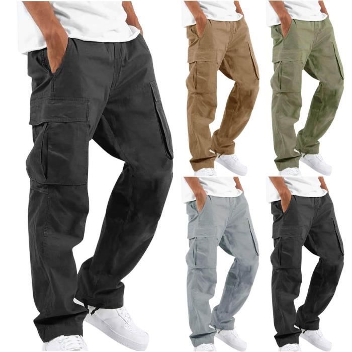 Pantalon cargo l ger pour homme avec taille lastique et ourlets