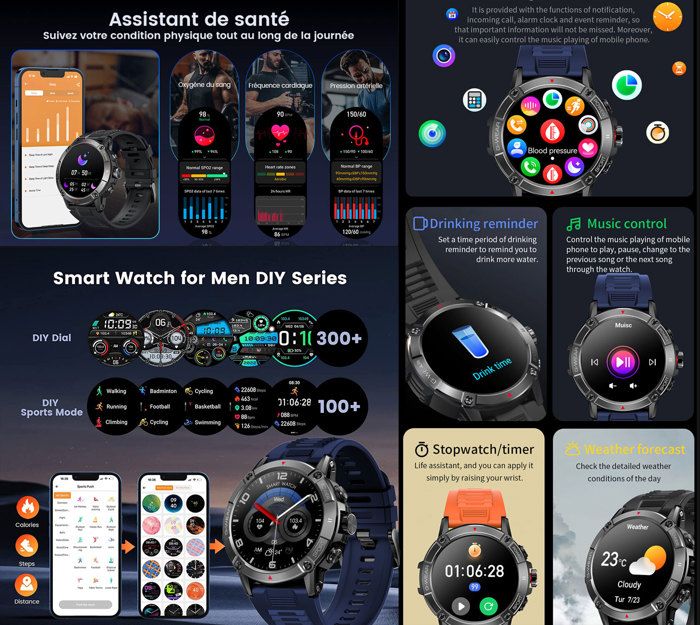Montre connectée avec shop micro et haut parleur