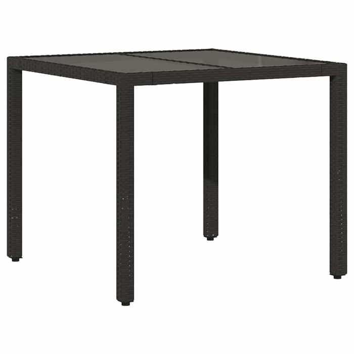Table de jardin dessus en verre gris clair résine tressée
