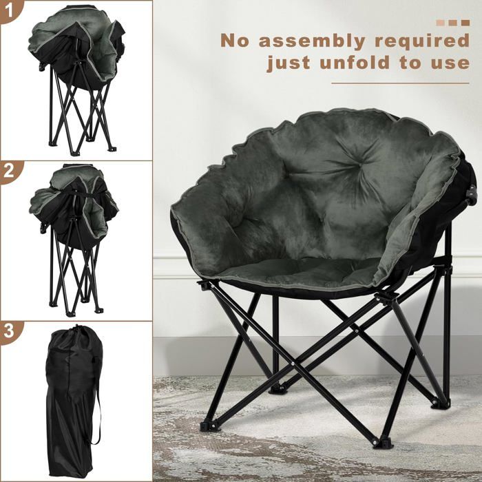 Chaise De Camping Pliable Symino - Confortable Et Portable, Accoudoirs Alu, Support 150kg
