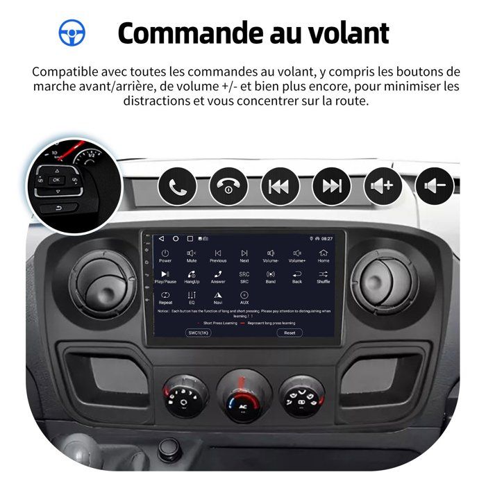 9-inch Android Car Radio D9-RN-1 Plus - C For Renault Master | Opel Movano | Nissan NV400