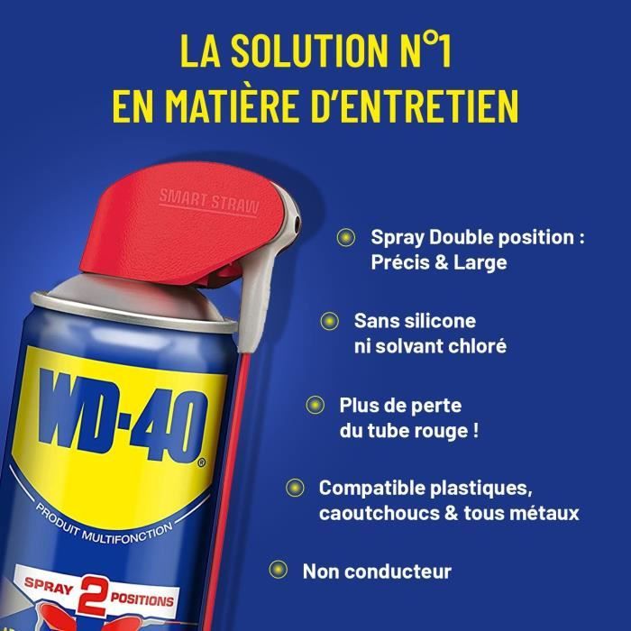 WD40 Spray dégrippant et multi-fonctions pour nettoyer le vélo