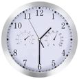 Elégant Horloge murale Design Moderne - Pendule à quartz Hygromètre et thermomètre 30 cm Blanc 38437-0