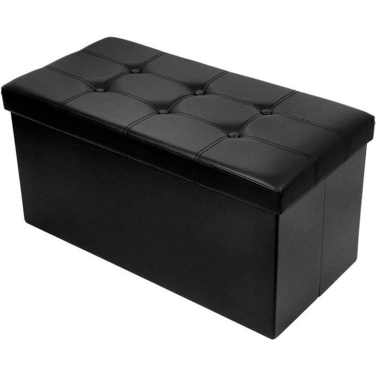 Banc Pouf Coffre de Rangement Pliable en Simili cuir 76 x 38 x 38 cm
