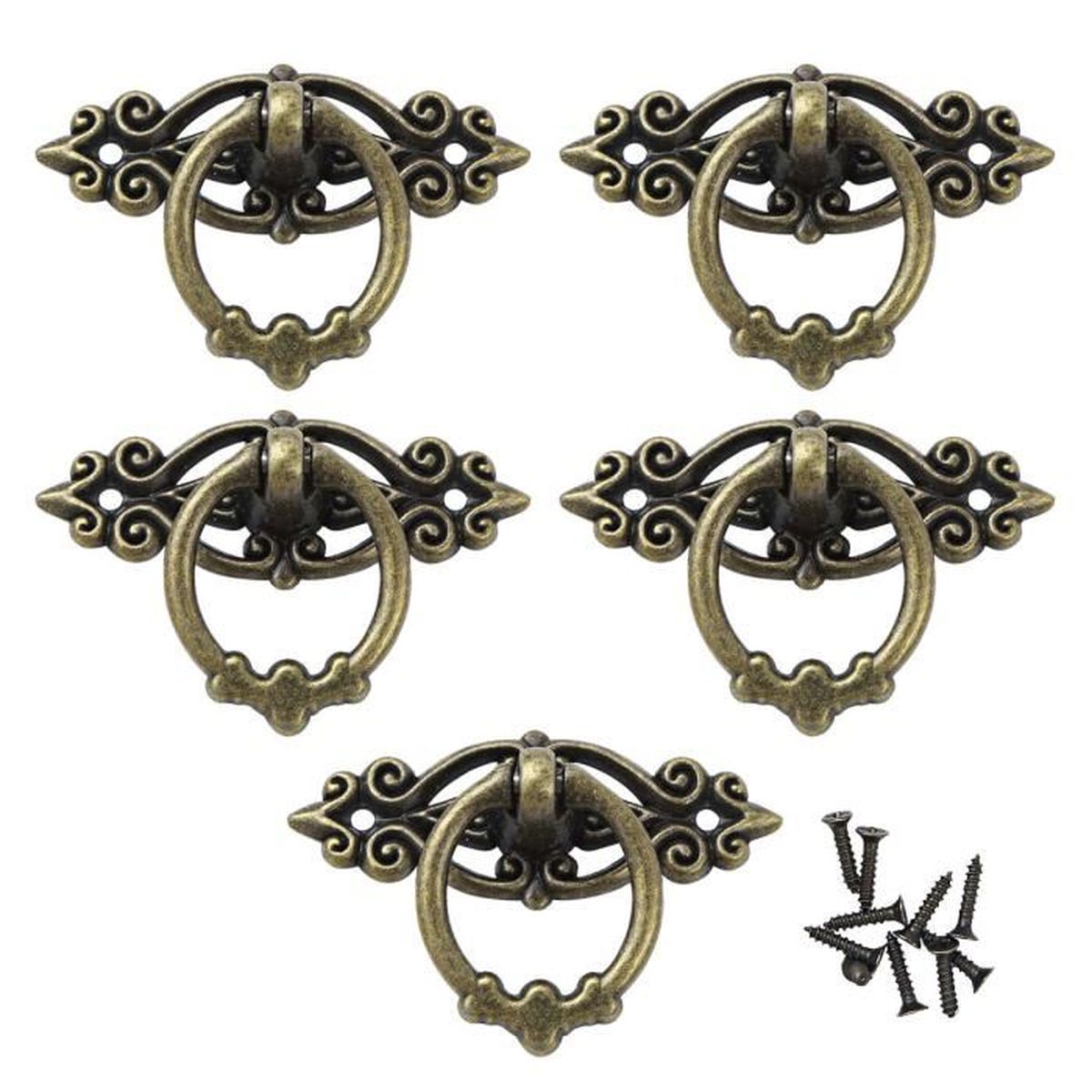4//12pcs Boîte à Bijoux Commode Armoire Boutons Tiroir anneau métallique Poignée de matériel