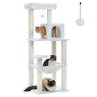 PAWZ Road Arbre à chat Design Spacieux Grande Hamac Dur Stable Avec hamac et belle maison pour chat - Blanc - 143 cm