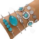 CONFOZEN C Bracelet turquoise style national style bohème ensemble de bracelets boho lot de 5 bracelets pierres bracelet feuille rétro élégan