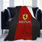 FLR-36120 Couverture rouge légère en flanelle Logo Ferrari imprimé pour enfants et adultes pour lit canapé bur Taille:150x200cm