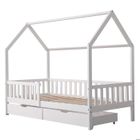 HAPPY GARDEN Lit cabane pour enfant 190x90cm blanc avec tiroirs MARCEAU