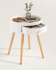 WOLTU Table de Chevet en MDF avec Tiroir Table de nuit Pieds en bois, Blanc