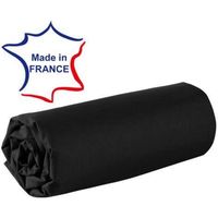 Drap housse - Made In France - 120 x 190 cm - 100% coton - Noir
