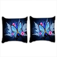 Lot de 2 Housses de Coussin carré Papillon bleu 60x60cm (24 pouces environ) décoration de maison canapé lit