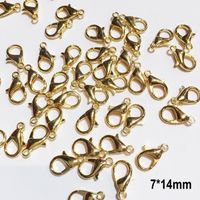 Lot  de 50  Fermoirs  mousqueton  métal  adoré qualité pour création de collier et bracelet  taille au choix - 7*14mm