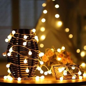 GUIRLANDE D'EXTÉRIEUR Guirlande Lumineuse LED Boule Fée - Mariage Noël Extérieur - Blanc Chaud - 10M 80 LED