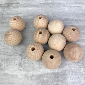 Grosse Boule percée en bois de hêtre, diamètre 80 mm, perçage 10 mm Soledi,  Boules percées en bois