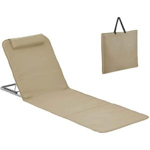 NATTE - TAPIS DE PLAGE Matelas, transat, tapis de plage avec dossier inclinable et sac de transport - Beige - Linxor