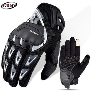 GANTS - SOUS-GANTS gants de Moto respirants pour hommes,pour l'été,doigt complet,pour Motocross,pour course,pour écran tactile,grande - SU11 Gray[F]