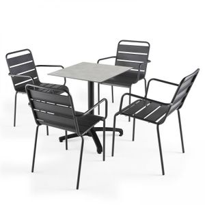 Ensemble table et chaise de jardin Table de jardin - OVIALA - OPERA - Métal - Gris - Carré