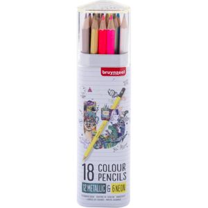 BRUYNZEEL Expression Crayons de couleur aquarellables set de 36 + pinceau| Crayons solubles à l'eau pour adultes, Bullet Journaling