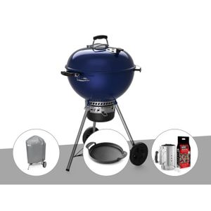 BARBECUE Barbecue à charbon Weber Master-Touch GBS C-5750 57 cm Deep Ocean Blue avec housse + plancha + kit d'allumage
