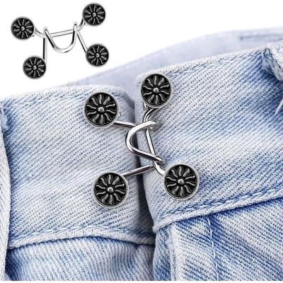 Boucle Taille Perle Noir Serre-Taille Amovible Pour Jean - Lot De 4 Boutons Réglables | Perle & Noir | Ajusteur De Taille Sans Couture Boutons Pantalon Amovibles