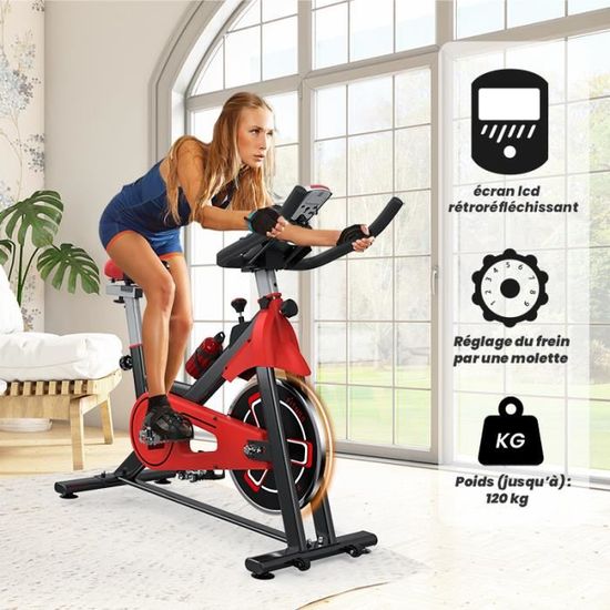 Velo d appartement d interieur Exercice de fitness a domicile Avec siege et guidon reglables Resistance reglable Ecran LCD Cdiscount Sport